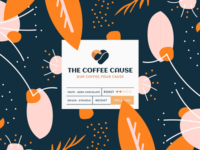 The Coffee Cause - Branding bean branding coffee hand heart icon logo pattern