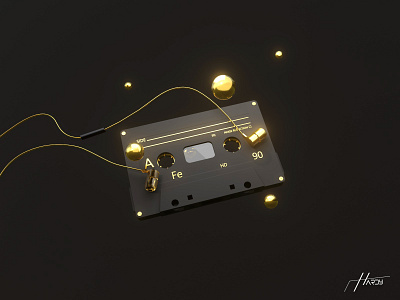 Cassette 3d Artwork - Black Gold 3d 3d art 3d model aesthetic artwork cassette cassette 3d artwork cassette 3d model cinema4d design guga tevdorashvili hardy photoshop redshift