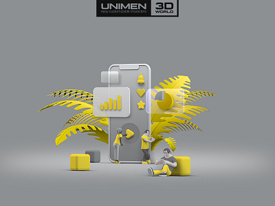 UNIMEN characters UI-UX design app 3d app application character content design illustration media mobile people play player smartphone social team teamwork ui unimen ux video