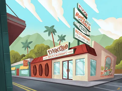 Pinocchio Restaurant | Monte Carlo Deli background burbank illustration italian location design procreate