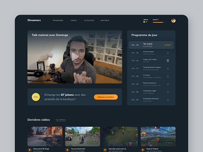 Gaming WebTV, Gamified website gamification gamified gaming stream ui design web design website webtv