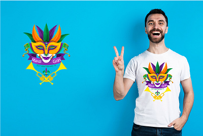 Mardi gras design flat icon logo logo design t shirt design vector