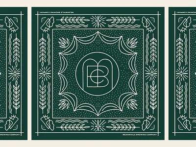 Meanwhile Brewing Co. Bandana austin texas badge bandana beer branding brewery graphic design illustration linework monoline procreate