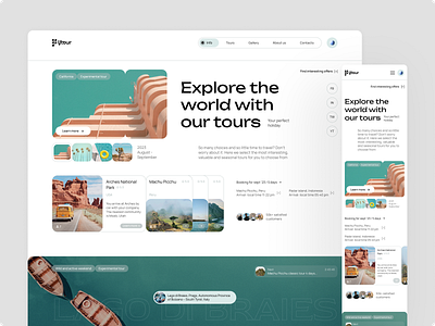Website Design for Travel Booking adventure tour booking booking platform destination guide interactive ux landing page modern layout responsive ui tour tour booking travel travel agency travel inspiration travel website ui design ui trends user friendly ux design vacation planning website