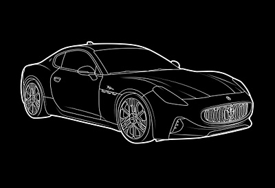 Maserati GT Folgore branding editorial illustration illustration line art technical illustration vector