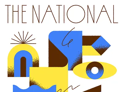 The National Gig Poster abstract blue design eye geometric gig poster illustration minimal poster printing screenprint shapes texture vector yellow