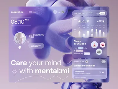 AI-Powered Mental Health Platform digital therapy health landing page layout meditation mental health modern interface modern ui platform platform design self care ui design ui inspiration user experience user friendly ux design ux ui design web design website wellness