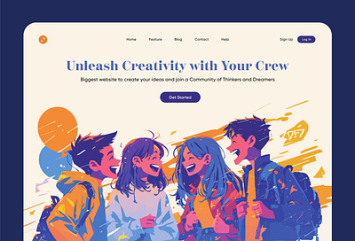 Hero header branding clean design gradient header hero illustration landing page logo minimal modern team typography ui uiux unique ux web