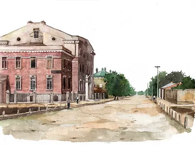Zaraysk abstract aquarelle art drawing illustration painting travel urban art watercolor watercolour