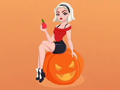 Chilling Adventure of Sabrina adobe illustrator branding cartoon girl character designe creative digital art digital illustration halloween icon illustration people procreate pumpkin sabrina spellman stickers stiker. tv show uiux witch witchcraft