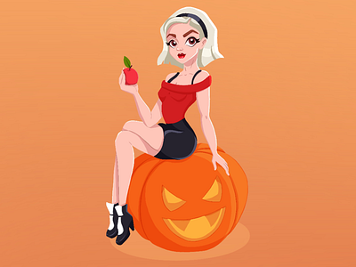 Chilling Adventure of Sabrina adobe illustrator branding cartoon girl character designe creative digital art digital illustration halloween icon illustration people procreate pumpkin sabrina spellman stickers stiker. tv show uiux witch witchcraft