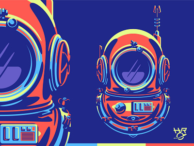 HRO Art diver helmet graphic illustration pop art vector