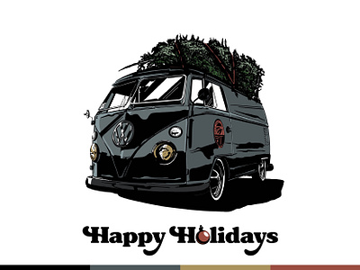 HDQTRSNYC Pin Bus Xmas Edition illustration vw bus vw van xmas