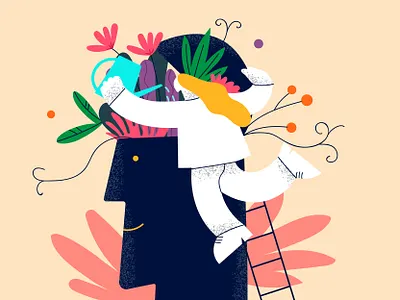 Rise color design development flowers illustration person