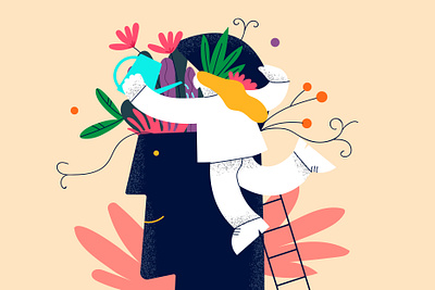 Rise color design development flowers illustration person