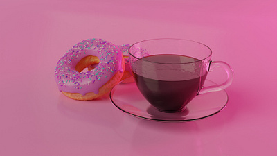 Donut Coffee 3d art 3d artist 3d illustration 3d modeling blender blender3d coffee cup cycles donut modelling pink render