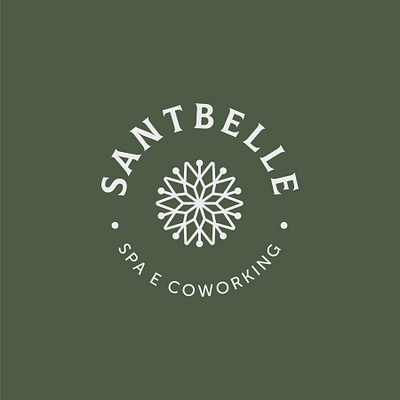 SANTBELLE brand coworking coworking space dandelion design emblem happiness health logo mandala organic pilates symbol union