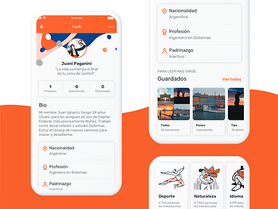 Profile - Wonderlust branding design graphic design interface mobile travel travel app traveling ui user experience user interface ux