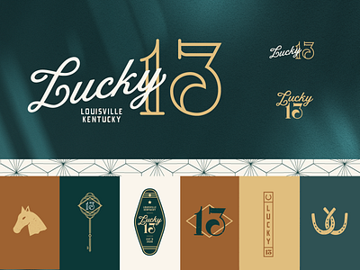 Lucky 13, Kentucky Derby Airbnb Branding 13 airbnb branding design horse horseshoe illustration kentucky key logo luck lucky numbers typography