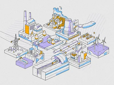 Industry platform buildings colour and lines finance fintech green energy infrastructure investment james oconnell minimal modus thumbprint transport