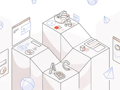 Virtual learning block brand colour and lines colourandlines illustration james oconnell learning minimal thumbprint virtual reality