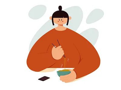 Ramen girl adobe illustrator flat illustration minimal vector