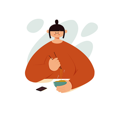 Ramen girl adobe illustrator flat illustration minimal vector