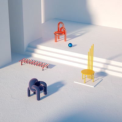 Sculptural chairs 3d art 3d illustration cinema4d design francisco cortes illustration industrial design octanerender rhino vray