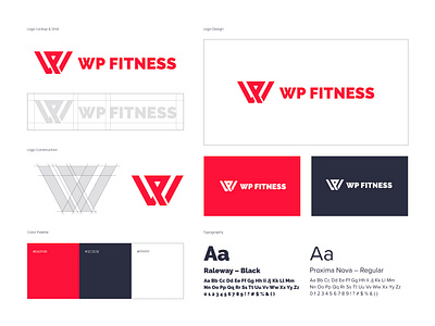 WP Fitness – Brand Identity brand design brand identity design branding lettermark logo logo design logodesign logomark minimalist logo monogram workout logo