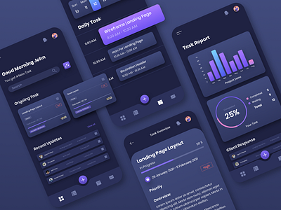 Schedule Mobile - Productivity Management app application application ui branding dark design mobile mobile app mobile app design mobile design mobile ui product productivity app ui uidesign user interface