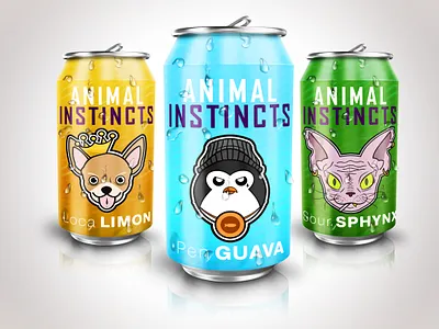 Animal Instincts branding design energy drink packagedesign packaging vector