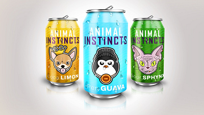 Animal Instincts branding design energy drink packagedesign packaging vector