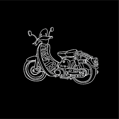 streetcub artline cub doodle drawing illustration japanese motor motorbike motorcycle motorcycle art motorcycle logo typography