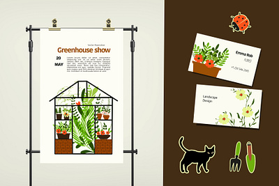 Greenhouse creator set brand design branding clipart creative market creator flat floral design flower flowers gardening green home greenery greenhouse hand drawn home decor home garden home plants nature art nature illustration vector