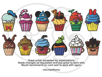 CUPCAKE DISNEY CHARACTER characters childrens illustration color cupcake design disney illustration logo testimonial vector