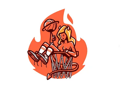 Sexy Basketball Devil airjordan basketball basketball logo basketball player blondie character designer devil horns fire hell hoops jordan jordan1 nba nike sexy street streetart streetwear woman