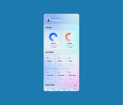 File Manager design exploration file manager glassmorphism mobile app design ui uiux visual design