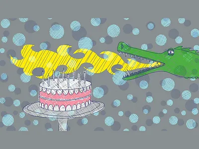 Happy Birthday Dragon animated drawing animation birthday birthday cake cake dragon ecard illustration stop animation