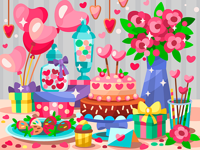 Sweet love art artist artwork balloon candy candybar cartoon cartoon illustration coloringbook design digital digital art digital illustration digital painting drawing flat flower illustration valentine day valentinesday