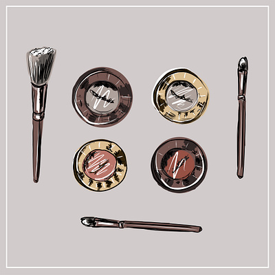 Cosmetic brushes, ball blush, eye shadow, powder, concealer, lip accessories art background beautiful beauty bottle brush care collection color comb cosmetic cosmetics cream decorative design doodle drawing drawn eyebrow