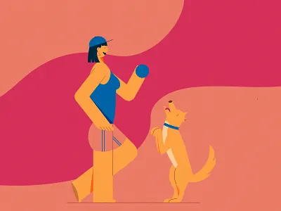 Play with dog animals cute cute animal dog dog illustration doggostyle doggy doglover happy illustraion love mixdog pet play playing time puppies puppy short hairs sport time women