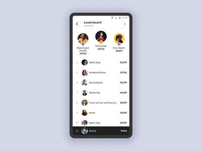 Leaderboard Design - Entri animation clean dailyui design flat kochi minimal simple ui ux