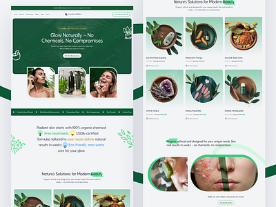 PureGlow Holistics: Organic Beauty Clinic Website Design aesthetic clinic beauty beauty clinic clean design clinic design eco conscious landing page medical spa organic beauty ui ui ui design web design website design