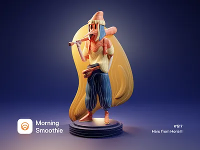 Haru from Horia II 3d 3d art blender blender3d character character design characters charater design diorama illustration isometric isometric design isometric illustration japanese japanese culture japanese style low poly procreate