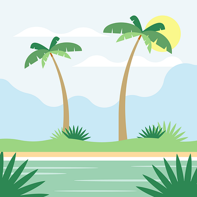 Palm trees landscape design flatdesign flatposter illustration vector