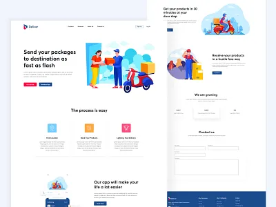 Deliver Website Design app website curier website delivery website home delivery service website home delivery website illustration website landing page deisgn parcel delivery landing page parcel delivery website uidesign web design web development