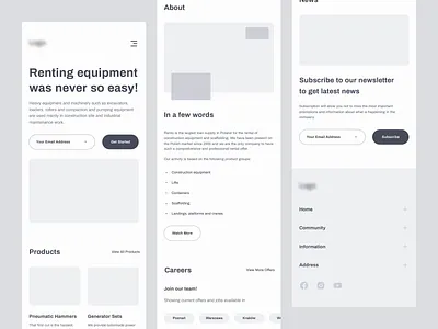 Mobile - Wireframes app components design figma gray grid interaction layout mobile poland product rental research simple sketch ui uiux ux website wireframe