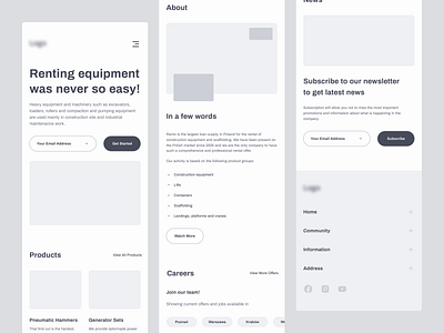 Mobile - Wireframes app components design figma gray grid interaction layout mobile poland product rental research simple sketch ui uiux ux website wireframe