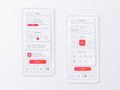 Neumorphic UI To Do App app design gradient mobile app neumorphic neumorphism ui planner soft ui to do app todolist ui design uiux userinterface ux