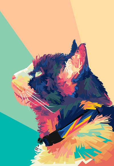 Cat in wpap pop art portrait illustration amazing animal art artwork cat colorful design digital illustration pet pets pop art popart popular portrait print wpap